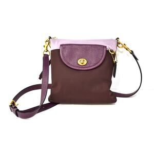 Coach Cargo Crossbody Purse Bag Burgundy Lavender Color Block Style No 945